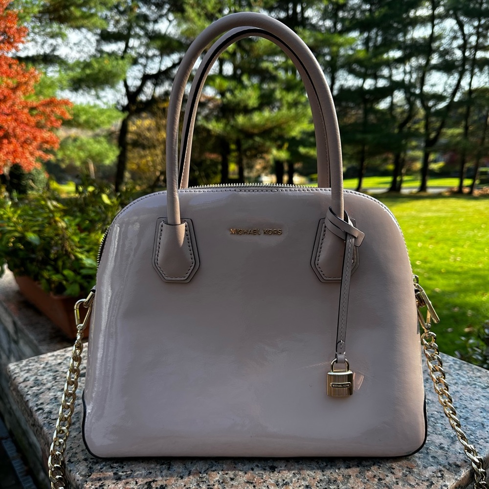 Michael Kors Patent Leather Medium Dome Messenger Bag